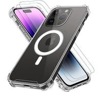 Trahoo-Coque Pour Iphone 13 Pro Max Compatible Avec Magsafe Avec 2 Verre Trempé Etui Transparente Con Cercle Magnétique Silicone Tpu Cover Magnet Antichoc Pour Iphone 13 Pro Max 6.7
