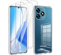 TRAHOO-Coque pour Oukitel C51(6.8"") Transparent Housse + 3 x Verre trempé Protection écran, Souple Silicone Étui Protection Bumper TPU Téléphone Case Cover