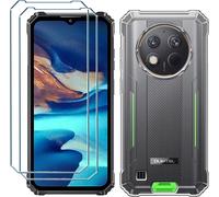 TRAHOO-Coque pour Oukitel WP28E/Oukitel WP28S Cover avec 2 X Film de Verre Trempé Protection écran, Transparent Anti-Vibration et Glisse Silicone Bumper TPU Souple Etui Housse Case (6.52"")