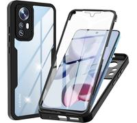 Trahoo-Coque Pour Xiaomi 12 / 12x / 12s, Transparent Housse Avec Protection Écran, 360 Degrés Double Protection Antichoc Coque Silicone Intégrale Etui Pour Xiaomi 12 / 12x / 12s, Noir
