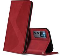 Trahoo-Coque Pour Xiaomi 12t / 12t Pro, Premium Étui Housse En Cuir De Protection Avec [Emplacements Cartes] [Magnetique], Clapet Folio Portefeuille Pour Xiaomi 12t / 12t Pro (Rouge)