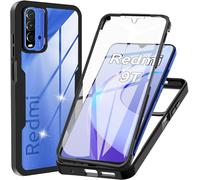 Trahoo-Coque Pour Xiaomi Redmi 9t / Poco M3, Transparent Housse Avec Protection Écran, 360 Degrés Double Protection Antichoc Coque Silicone Intégrale Etui Pour Xiaomi Redmi 9t / Xiaomi Poco M3, Noir