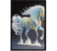 TRAHOO-Diamond Painting Carnet de Notes A5 Cheval Blanc Diamant Painting Carnet de Notes Peinture Diamant Strass Cahier Peint[J255]