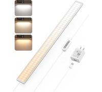 Trahoo-Dimmable Desk Light Strip Bar, 3 Temps Under Cabinet Lighting With Memory Function, 24inch Plug In Usb Led Undercounter Light For Kitchen/Shelf/Workbench/Desk (3000k/4000k/6000k)