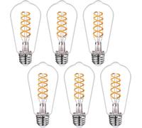 TRAHOO-Dimmable ST58 LED Edison Bulbs, 4.5W Equivalent to 45W Vintage Light Bulbs, E26 Base 2700K ST58/ST19 LED Bulbs, Antique Flexible Spiral LED Filament Light Bulbs - Clear Plastic 6Pack