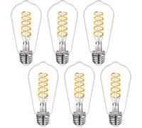 TRAHOO-Dimmable ST58 LED Edison Bulbs, 4.5W Equivalent to 45W Vintage Light Bulbs, E26 Base 4000K ST58/ST19 LED Bulbs, Antique Flexible Spiral LED Filament Light Bulbs - Clear Plastic 6Pack
