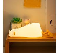 Trahoo-Duck Night Light For Kids, Cute Lying Flat Duck Animal Silicone Touch Lamp With Timer + Dimmable, Nursery Feeding Nightlight, Portable Rechargeable Bedroom Decor Birthday Gift For Baby Girl