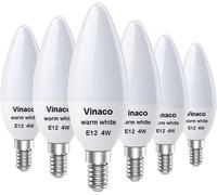 Trahoo-E12 Led Bulb, 6 Pack E12 Candelabra Bulb 4 Watt Warm White 3000k, High Brightness 400lm & 25000+ Long Lifespan E12 Bulb, E12 Candelabra Base, E12 Light Bulb For Ceiling Fan Light Bulb