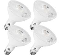 TRAHOO-Energetic PAR30 4-Pack Dusk to Dawn LED Outdoor Flood Light Bulb, 75 Watt Equivalent(11W), 850LM, 3000K Warm White, E26 Base, Automatic On/Off Sensor Light Bulb for Porch, Hallway, ETL Listed