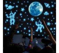 TRAHOO-Etoiles Phosphorescentes Plafond Sticker Mural Lumineux Espace Astronaute Lumineuses Système Solaire Planètes Lune Et Etoile Phosphorescent Stickers muraux pour Chambre Enfant Bébé Plafond Déc
