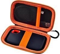 TRAHOO-Étui compatible avec SanDisk SSD portable Extreme 1 To, 2 To, 500 Go, compatible avec SanDisk Pro, support de stockage de disque dur pour SDSSDE61/SDSSDE60/SDSSDE81 (boîte uniquement) (orange)