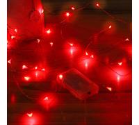 TRAHOO-Fairy Lights Battery Operated, 2 Packs Mini 3*AAA Battery Powered Copper Wire Led Starry String Lights Firefly Lights for Bedroom, Christmas, Parties, Decoration (5m/16ft Red)