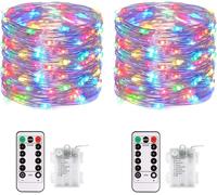 TRAHOO-Fairy Lights Outdoor Waterproof, 2 Pack Total 72FT 200LED Battery Powered String Lights with 8 Modes Remote, Copper Wire Twinkle Lights for Bedroom Garden Backyard Patio Xmas Decoration Multic