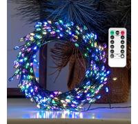 TRAHOO-Fairy Lights Plug in,20FT 200 LEDs Waterproof String Lights,Green Wire,Firecracker Lights with Remote 8Modes for Indoor Outdoor Christmas Wedding Birthday Patio Garden Decor,Muticolor