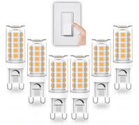 Trahoo-G9 Led Bulb Dimmable, 4w, 40w Halogen Equivalent, 3000k Warm White, Ac 120v G9 Bi Pin Base Light Bulbs, 380lm, No Flicker, 360° Beam Angle, Pack Of 6