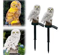 TRAHOO-Garden Solar Lights Outdoor, 2 Pack LED Solar Landscape Path Lights, Waterproof Garden Resin Owl Lights for Outdoor Yard Pathway Outside Patio Lawn Decor to Scare Birds Away (Owl-White)