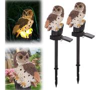 TRAHOO-Garden Solar Lights Outdoor, 2 Pack LED Solar Landscape Path Lights, Waterproof Garden Resin Owl Lights for Outdoor Yard Pathway Outside Patio Lawn Decor to Scare Birds Away (Owl-Brown)