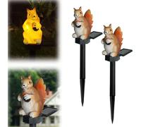 TRAHOO-Garden Solar Lights Outdoor, 2 Pack LED Solar Landscape Path Lights, Waterproof Garden Resin Squirrel Lights for Outdoor Yard Pathway Outside Patio Lawn Decor to Scare Birds Away (Squirrel)