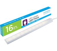 Trahoo-Ge 16 Inch Led Premium Under Cabinet Light Fixture, Plug-In, Bright White 3000k, 384 Lumens, Plastic Housing, Built-In On/Off Switch, Perfect For Kitchen, Home Office, Garage, Workbench & More