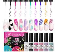 Trahoo-Gel Liner Kit Nail Art 10 Couleurs Vernis ¿¿ Ongles Gel Semi Permanent Diy Conception Point To Line Peinture Vernis 5ml