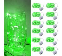 TRAHOO-Green LED Fairy Lights - 12pack, Battery Operated Mini String Lights, 7FT 20LED Silver Wire Fairy Lights Mini Firefly Starry String Lights Waterproof Twinkle Lights for Wedding Christmas Decor