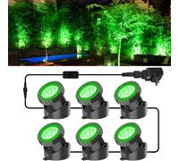 TRAHOO-Green Pond Lights, Super Bright LED Underwater Submersible Landscape Spotlights, Switch Control IP68 Waterproof Fountain Lights for Fish Aquarium Tank Garden Yard Tree Pool (Set of 6)