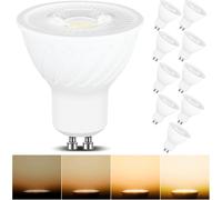TRAHOO-GU10 LED Bulbs Dimmable Soft Warm White 2700K 7w 550LM 110-120V 38° Narrow Beam Angle Energy Saving Light Bulbs, Dimmable Gu10 Led Bulb, PAR16 Gu10 Dimmable Warm White, 1 Pack of 10