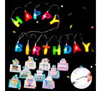Trahoo-Guirlande Lumineuse De Happy Birthday, 13 Led Décoration De Happy Birthday Led Avec 10 Cartes D'anniversaire, Guirlandes Lumineuses D'intérieur Fête Pour Intérieur Et Extérieur