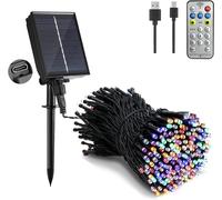 TRAHOO-Guirlande Lumineuse Exterieure Solaire, 20M 200 LED Guirlande Solaire avec T¿¿l¿¿commande, 8 Modes, Etanche, D¿¿coration pour Jardin, terrasse, Balcon (Multicolore)