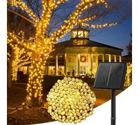TRAHOO-Guirlande Lumineuse Solaire d'Ext¿¿rieur, 23M 200 LED, 8 Modes d'¿¿clairage, ¿¿tanche, Blanc Chaud