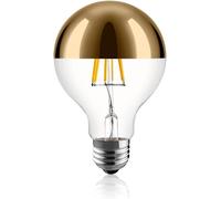Trahoo-Half Chrome Light Bulbs,Dimmable 6w (Eqv. 60w) Anti-Glare Led Light Bulbs,Soft White 2700k,G80/G25 Globe Light Bulb Half Gold Dipped,Decorative Mirror,E26 Base For Vanity (Pack Of 1)
