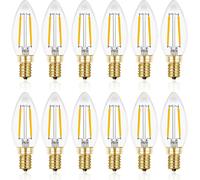 Trahoo-Hizashi Fully Dimmable 90+ Cri 2w Led Candelabra Bulb 2700k Warm White, 20w 25w Equivalent 200 Lumen E12 Base Led Bulbs, B10 Clear Glass Bulb, 360 Degrees Beam Angle, Cul Listed,12 Pack
