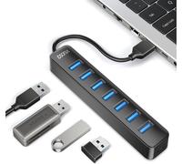 TRAHOO-Hub USB 3.0 Multiple, Hub USB 7 Puertos Multiplicador, Conector USB Multi Adaptador USB Para Macbook, Mac Pro/Mini, iMac, Surface Pro, XPS, USB Flash Drives, PC Portátil, HDD Móvil, etc.
