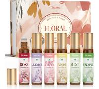 Trahoo-Huiles Essentielles Roll On, 6x10ml Fleur Huile Essentielle Bio Pour Diffuseurs, Humidificateurs, Massage, Rose, Lavande, Fleur De Cerisier, Jasmin, Menthe, Romarin