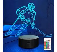 Trahoo-Ice Hockey Player 3d Night Lights For Kids, 16 Colors Changing Led Table Desk Lamp Birthday Xmas Gifts Home Decor For Sports Hockey Fan