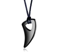 Trahoo-Joyeria 1 Piezas Acero Inoxidable Collares Hombre Colgante De Los Dientes Del Lobo Collares Negros Ajustable