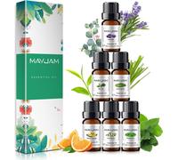 Trahoo-Kit Huile Essentielle Pure Naturelle 6 X 10ml, Coffret Huiles Essentielles Pour Diffuseur, Huile Parfumée Eucalyptus, Menthe Poivrée, Lavande, Tee Tree, Citronnelle, Orange