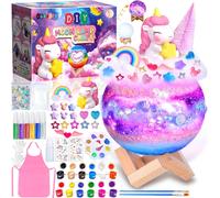TRAHOO-Kit Peinture Enfant avec Lampe de Lune,Kit de Peinture Lampe de Lune,Veilleuse de Peindre 3D,Jouet Enfant 6+ Ans Activites Manuelles pour Enfants Loisirs Cr¿¿atifs Fille,Cadeau Fille 6 7 8 Ans