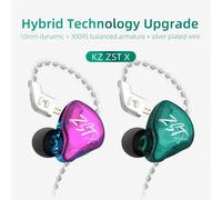 TRAHOO-KZ ZST X Écouteurs intra-auriculaires colorés 1BA 1DD Dual Driver Écouteurs filaires HiFi Ergonomiques avec câble détachable à 2 broches pour Singer Audiophile DJ