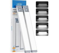 TRAHOO-Led Cuisine Sous Meuble, 50 LED Reglette Led Rechargeable USB, Dimmable Lampe Detecteur de Mouvement pour Cuisine, Placard, Comptoir, Placard, Armoires, Escalier - Lumière Blanche Froide, 25,5