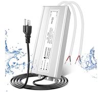 TRAHOO-LED Driver Waterproof IP67 120W LED Power Supply Transformer Adapter 110V AC to 12V DC Low Voltage Output with 3-Prong Plug 3.3 Feet Cable for LED Strip Lighting,Outdoor Use