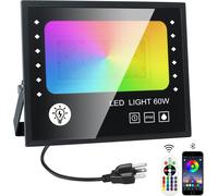 TRAHOO-LED Flood Light Outdoor 600W Equivalent, ELEGANTED RGB Color Changing Floodlight with Remote, 16 Million Colors, Timing Music Sync, IP66 Waterproof Led Outdoor Lights for Garden Landscape