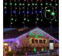 TRAHOO-LED Icicle Christmas Lights Outdoor/Indoor 32.8ft 60 Drops with 300 LED, Memory Function 8 Modes, Connectable Icicle Lights, for Christmas Garden Wedding Party Patio Decorations - Colorful