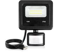 TRAHOO-LED Motion Sensor Flood Light Outdoor,10W Security Light, IP66 Waterproof Outdoor Light,1100LM,6500K with Plug Motion Security Lights with Plug for Garage Yard Patio Pathway Porch Entryways