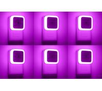 Trahoo-Led Night Light Plug Into Wall, Nightlight With Dusk To Dawn Light Sensor, 6 Pack Led Nightlight, Plug Into Wall Nightlights Suitable For Kids, Pet, Nursery, Kitchen, Bedroom, Hallway Purple