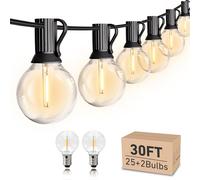 TRAHOO-LED Outdoor String Lights 30FT for Waterproof Patio Lights with 27 Dimmable Edison Bulbs, Shatterproof G40 Globe String Lights Decorative for Backyard Balcony Bistro Party Cafe
