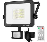 TRAHOO-LED Security Lights Motion Sensor Light Outdoor,50W PIR Sensor Light with 3 Color Adjustment,IP66 Waterproof with Remote Control for Yard, Garden, Patio, Playground