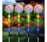 TRAHOO-LETMY Solar Lights Outdoor Waterproof, 4 Pack Outdoor Solar Dandelion Lights with 2 Lighting Modes, Colorful Solar Garden Lights Outdoor Landscape Lighting for Yard Patio Lawn Garden Decor