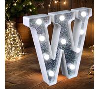 Trahoo-Lettres Lumineuses Led Pour Chapiteau \U2013 Lettres Lumineuses À Paillettes Argentées, Alimentées Par Piles, Veilleuse Pour Fête D'anniversaire, Mariage, Décoration De La Maison, Fête Prénata