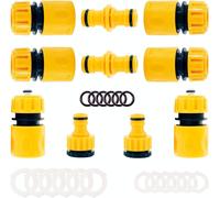 TRAHOO-Lot de 10 Raccord Tuyau D'arrosage 1/2"" 13mm,Kit de Raccordement de Robinet Tuyau de Jardin -Connexion Rapide 1/2"",Double Male,Connecteur femelle Premium 1/2""-3/4"",Joint de R¿¿paration de T